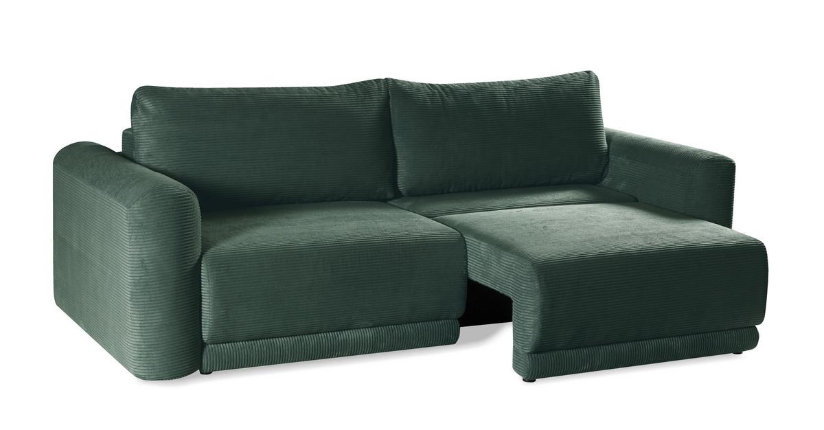 Schlafsofa Norman Grün B: 252cm - Schwarz/Grün, Design, Textil (252/93/167cm) - Livetastic