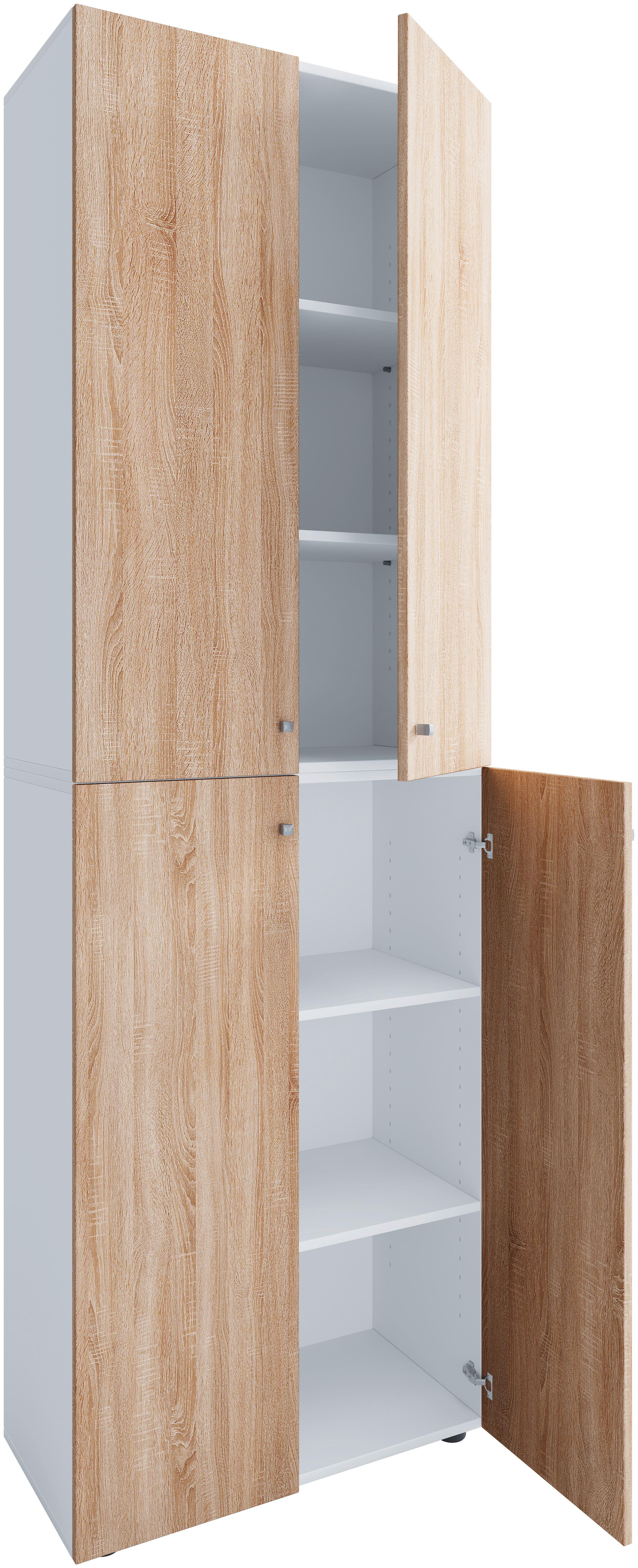 Aktenschrank Lona Weiß/Eiche Dekor B: 70cm - Weiß/Sonoma Eiche, Design, Holzwerkstoff (70/220/39cm) - MID.YOU