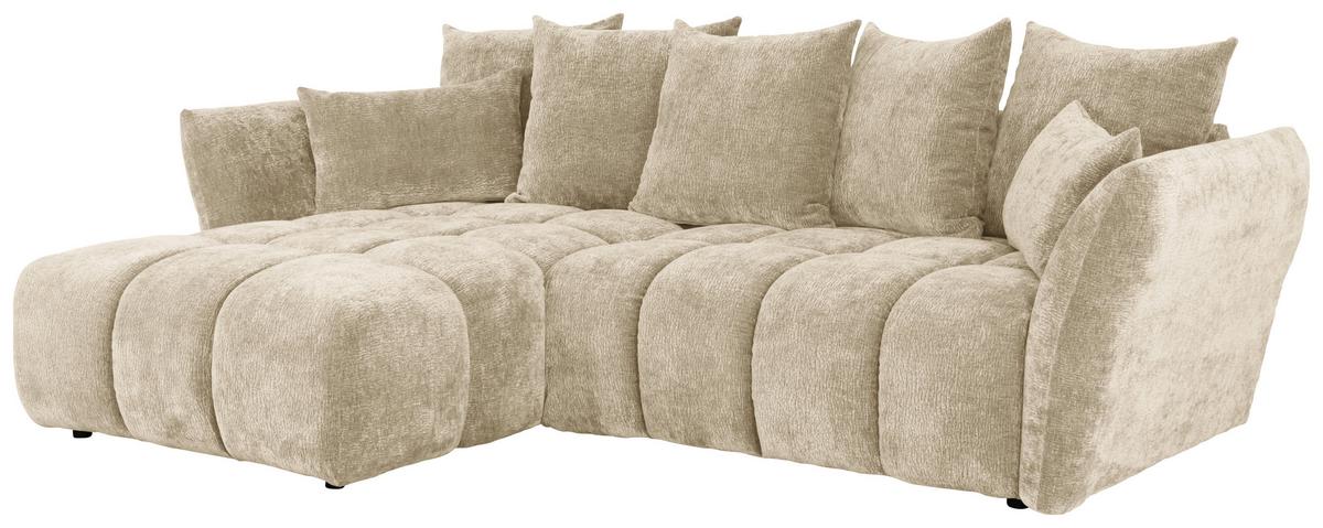 Univerzálna sedačka CAMMELLIO, béžová ženilka, 7 vankúšov - čierna/béžová, Modern, textil (296/75-95/189cm) - Mömax