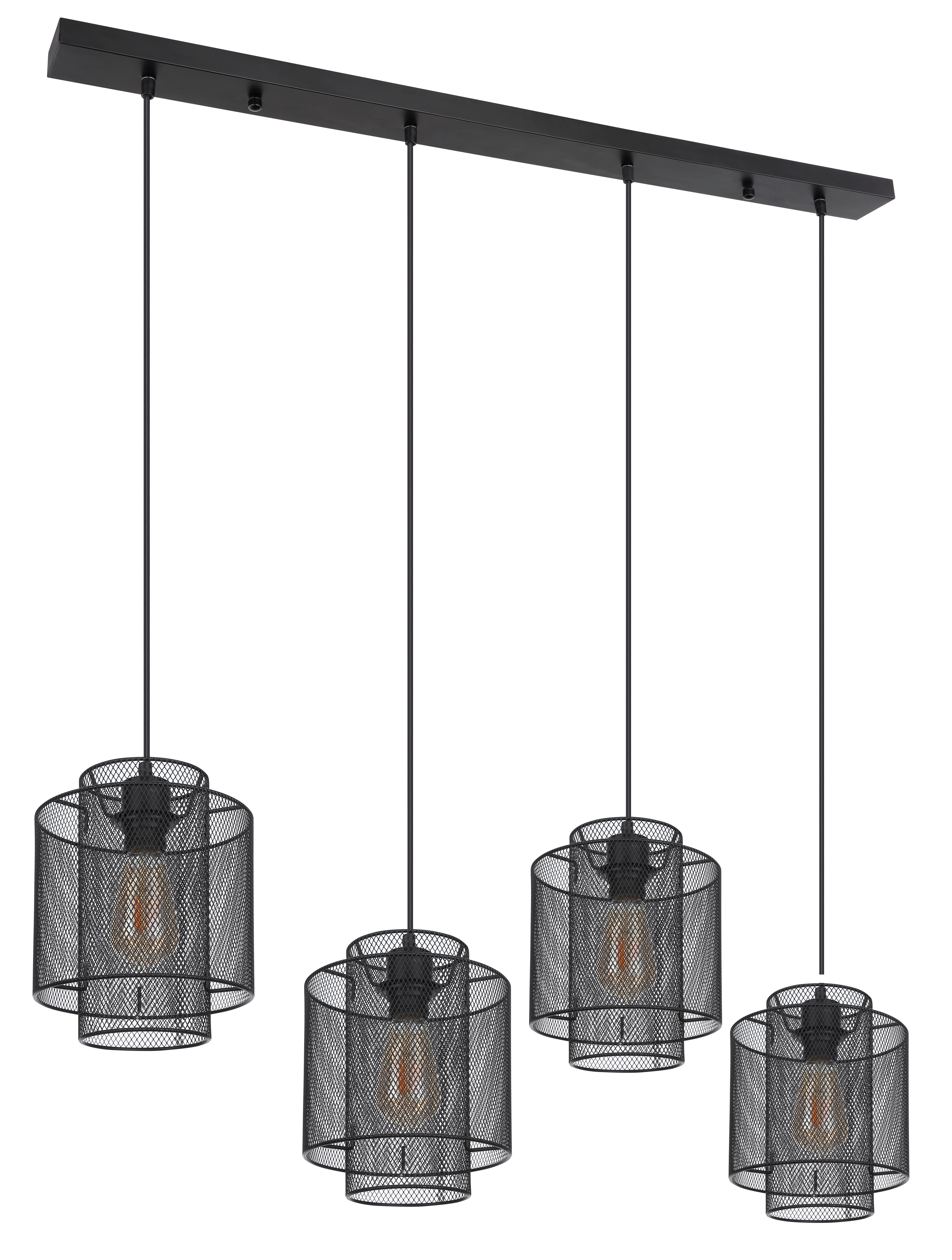 Hängeleuchte H: 120 Cm 4-Flammig - Schwarz, Basics, Metall (98/20/120cm) - Globo