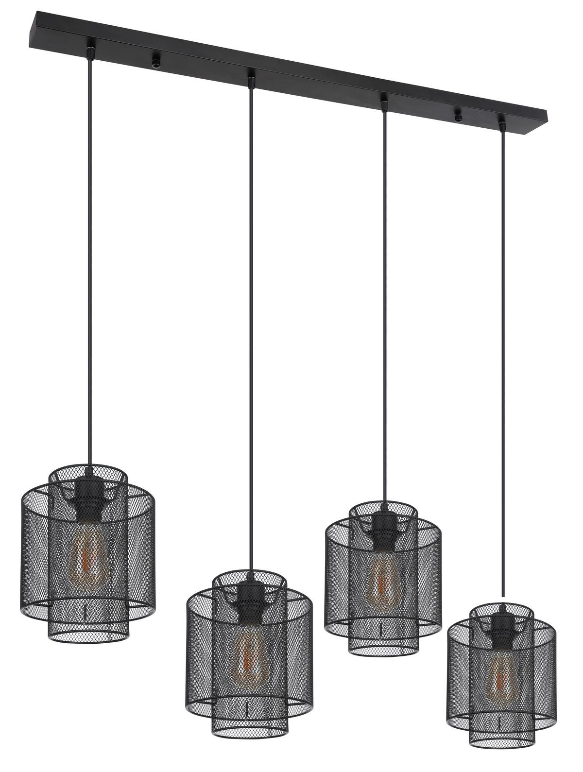 Hängeleuchte H: 120 Cm 4-Flammig - Schwarz, Basics, Metall (98/20/120cm) - Globo