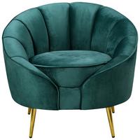 Sessel Stella Grün B: 87 Cm - Messingfarben/Grün, Design, Holz/Textil (87/76/82cm) - Livetastic