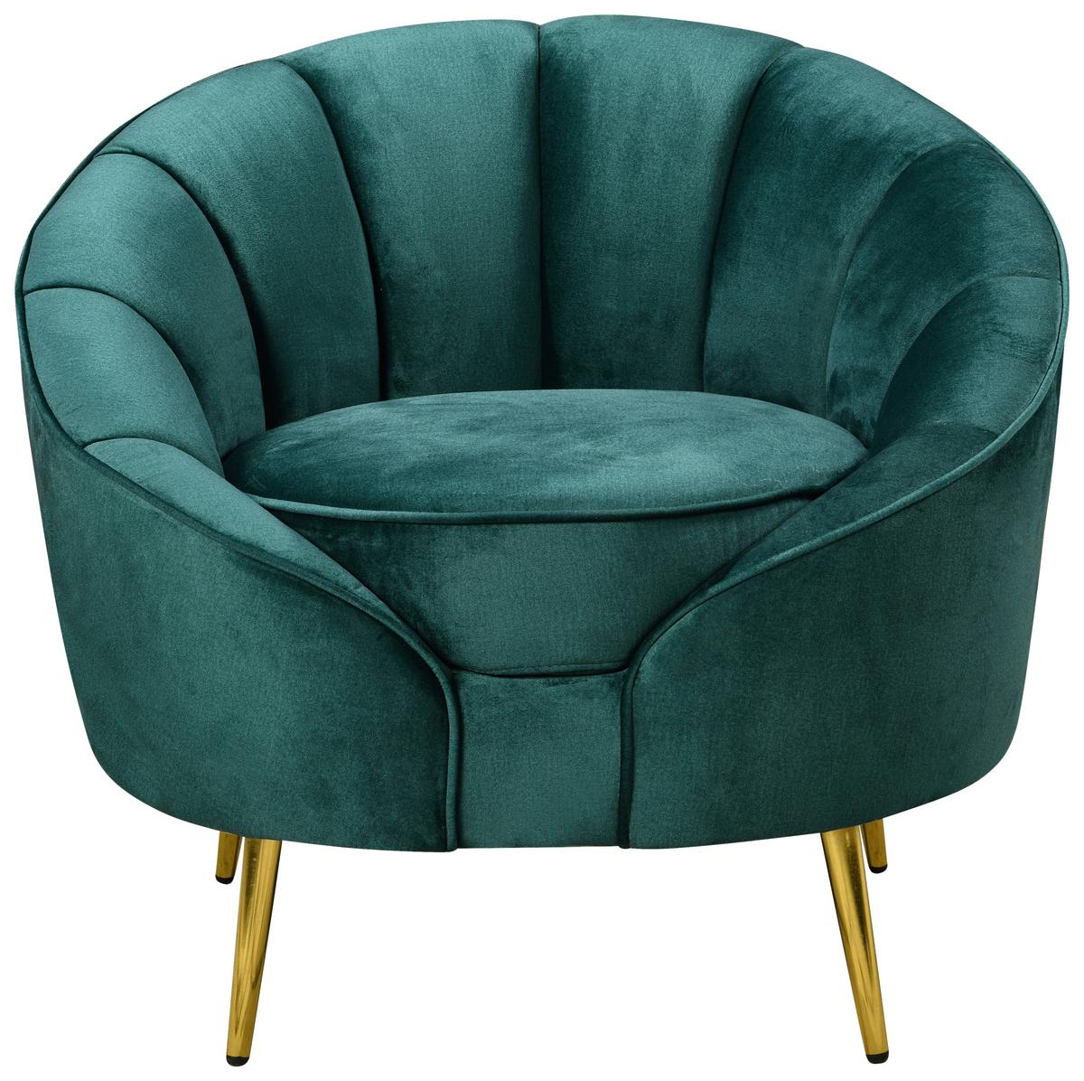 Sessel Stella Grün B: 87 cm - Messingfarben/Grün, Design, Holz/Textil (87/76/82cm) - Livetastic