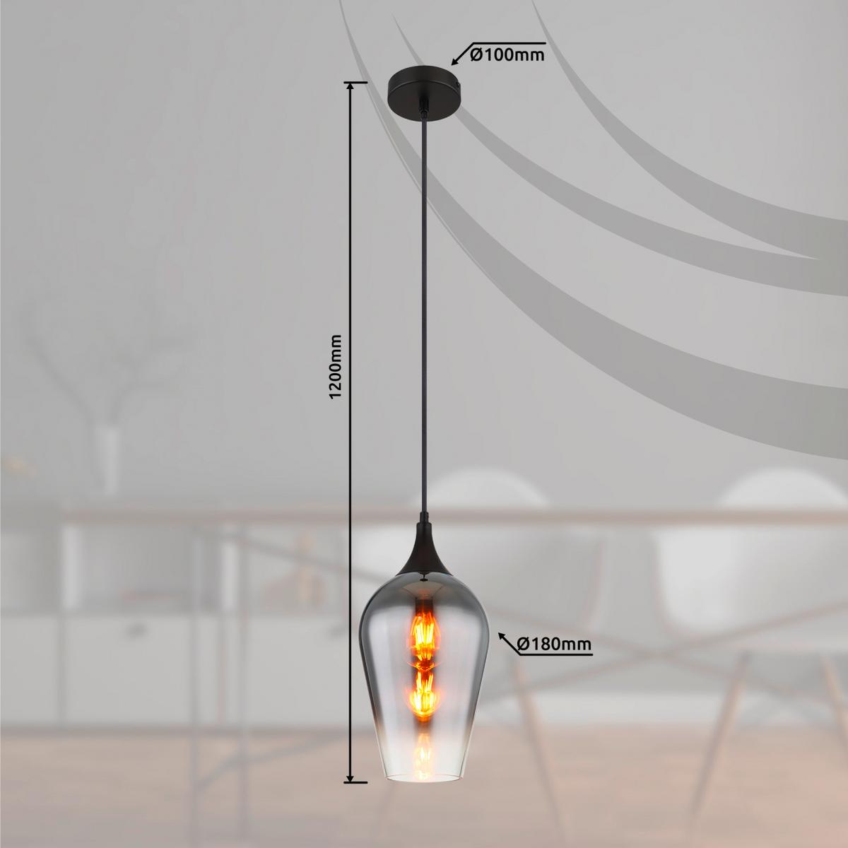 ZÁVESNÉ SVIETIDLO LAVUS - čierna/chrómová, Design, kov/sklo (18/120cm) - Globo