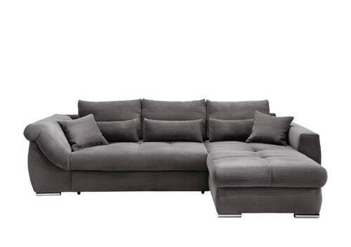 Ecksofa Federico Grau S: 302/188 Cm - Chromfarben/Grau, MODERN, Holz/Textil (302/188cm) - MID.YOU