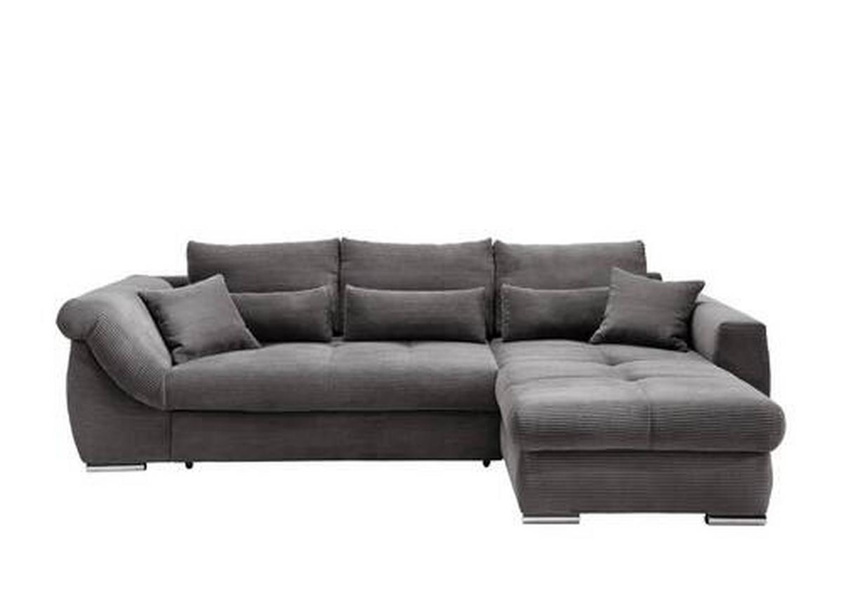 Ecksofa Federico Grau S: 302/188 cm - Chromfarben/Grau, MODERN, Holz/Textil (302/188cm) - MID.YOU