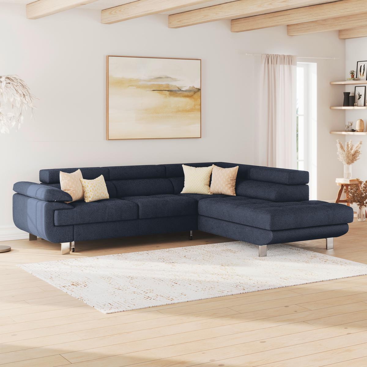 Ecksofa Savona - Dunkelblau, MODERN, Textil (270/230cm) - Ondega