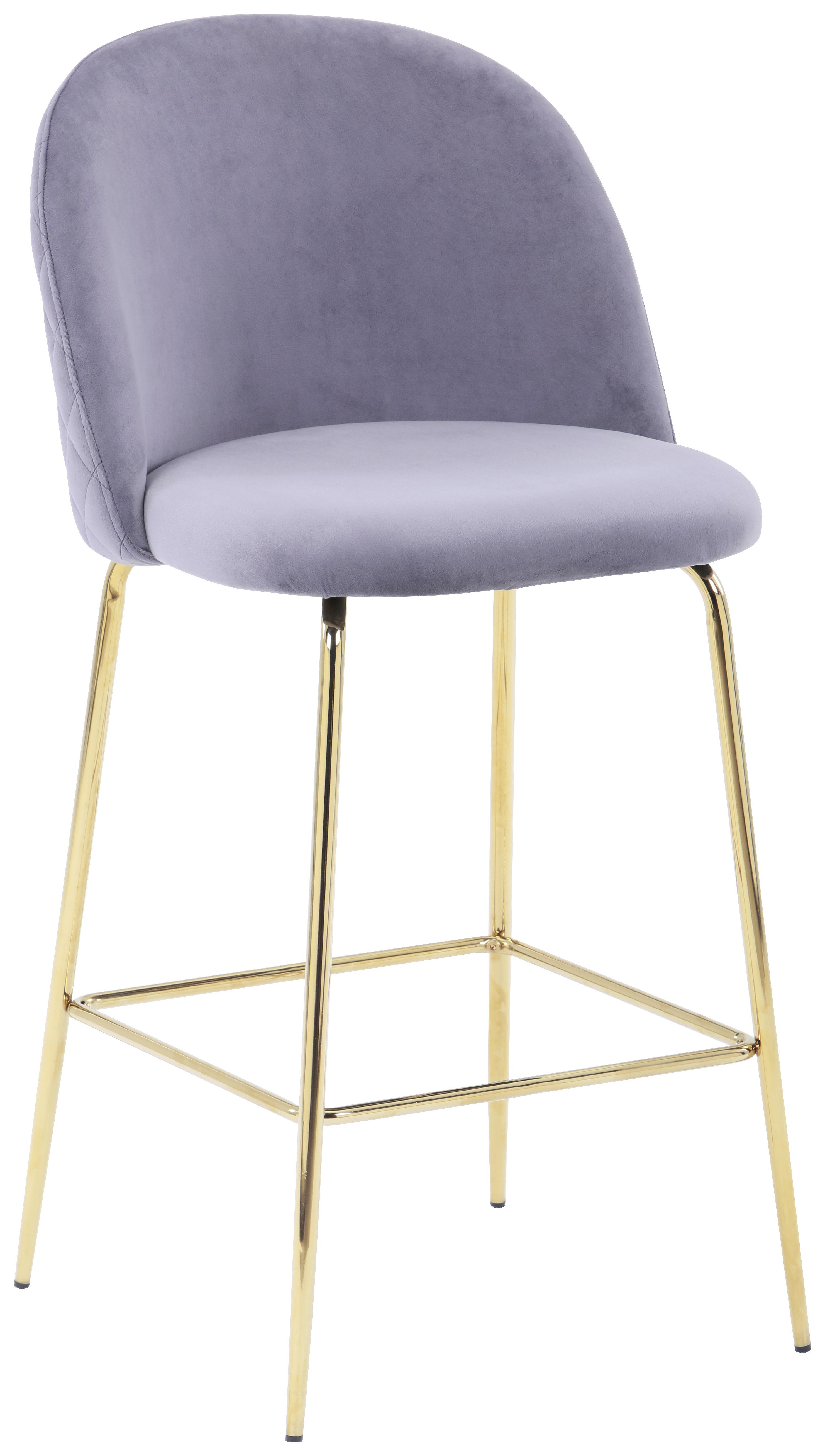 Barhocker mit Lehne Artdeco Samt Grau/Goldfarben - Goldfarben/Grau, MODERN, Holz/Textil (50/55/97cm) - MID.YOU