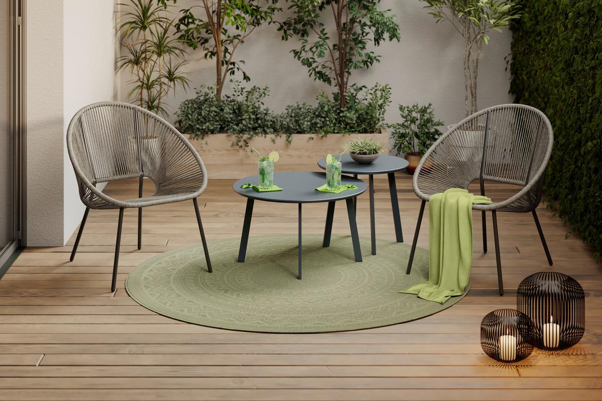 Loungesessel Sun - Schwarz/Grau, MODERN, Kunststoff/Metall (69/82/68cm) - Beldano