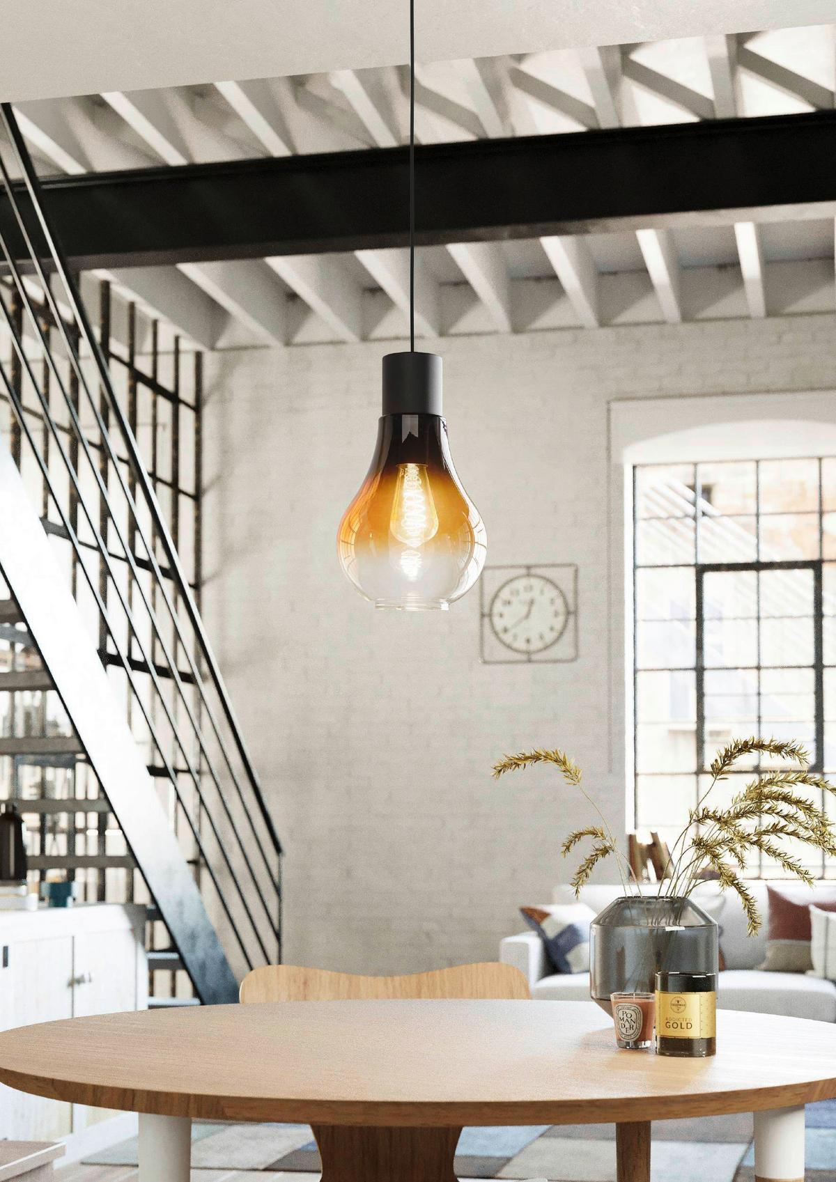 Hängeleuchte 43459_chasely - Schwarz/Braun, KONVENTIONELL, Glas/Metall (20/110cm) - Eglo