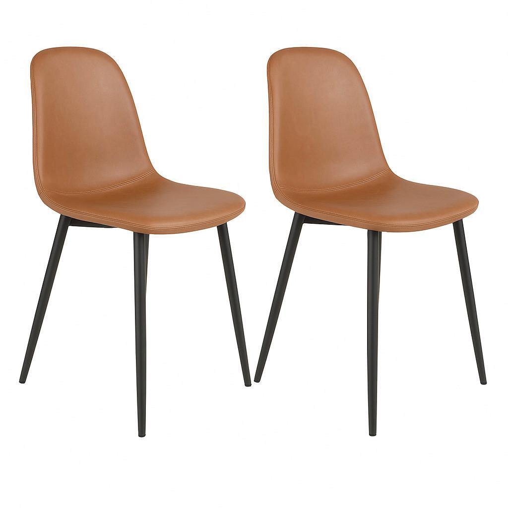 Stuhl-set Stockholm Cognac B: 44 Cm - Cognac/Schwarz, MODERN, Textil/Metall (44/86/54cm) - MID.YOU