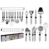 Küchenhelferset 9-Tlg. Edelstahl mit Aufhängeöse - Silberfarben, Basics, Metall (43/9/6,8cm)