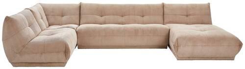 Wohnlandschaft Giselle Taupe Cord - Taupe, Trend, Textil (210/390/185cm) - Livetastic