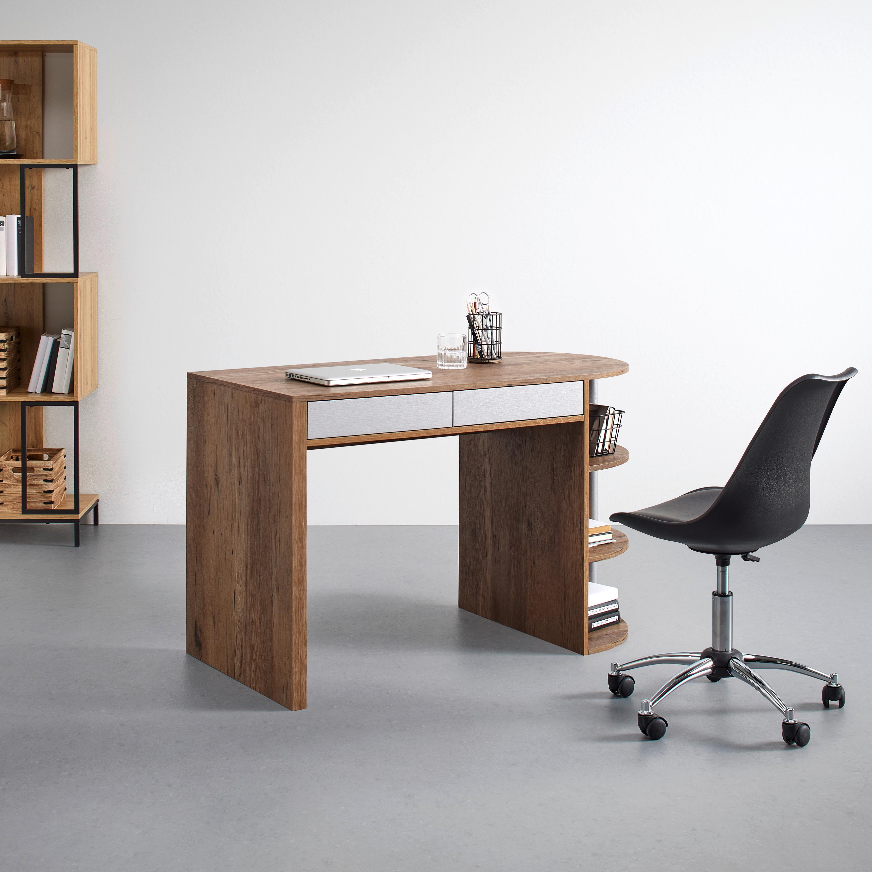Psací stůl LOVINO - barvy dubu/barvy stříbra, Moderní (121/76/60cm) - Bessagi Home