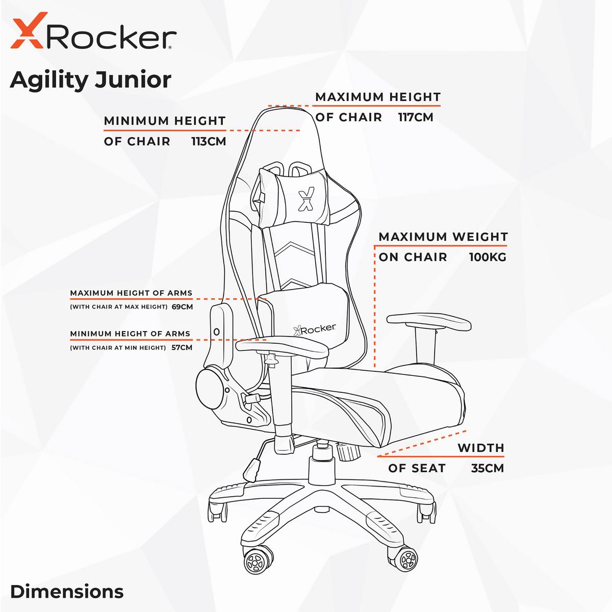 Gaming Stuhl Agility Compact inkl. Kissen und Led, Schwarz - Schwarz, MODERN, Kunststoff/Textil (55/113/62,5cm) - X Rocker