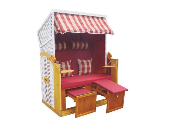 Strandkorb Ostsee Paloma Halblieger 2-Sitzer, Rot - Hellbraun/Rot, KONVENTIONELL, Holz/Kunststoff (119/165/79cm) - Luca Bessoni Strandkorb Ostsee Paloma Halblieger 2-Sitzer, Rot - Hellbraun/Rot, KONVENTIONELL, Holz/Kunststoff (119/165/79cm) - Luca Bessoni