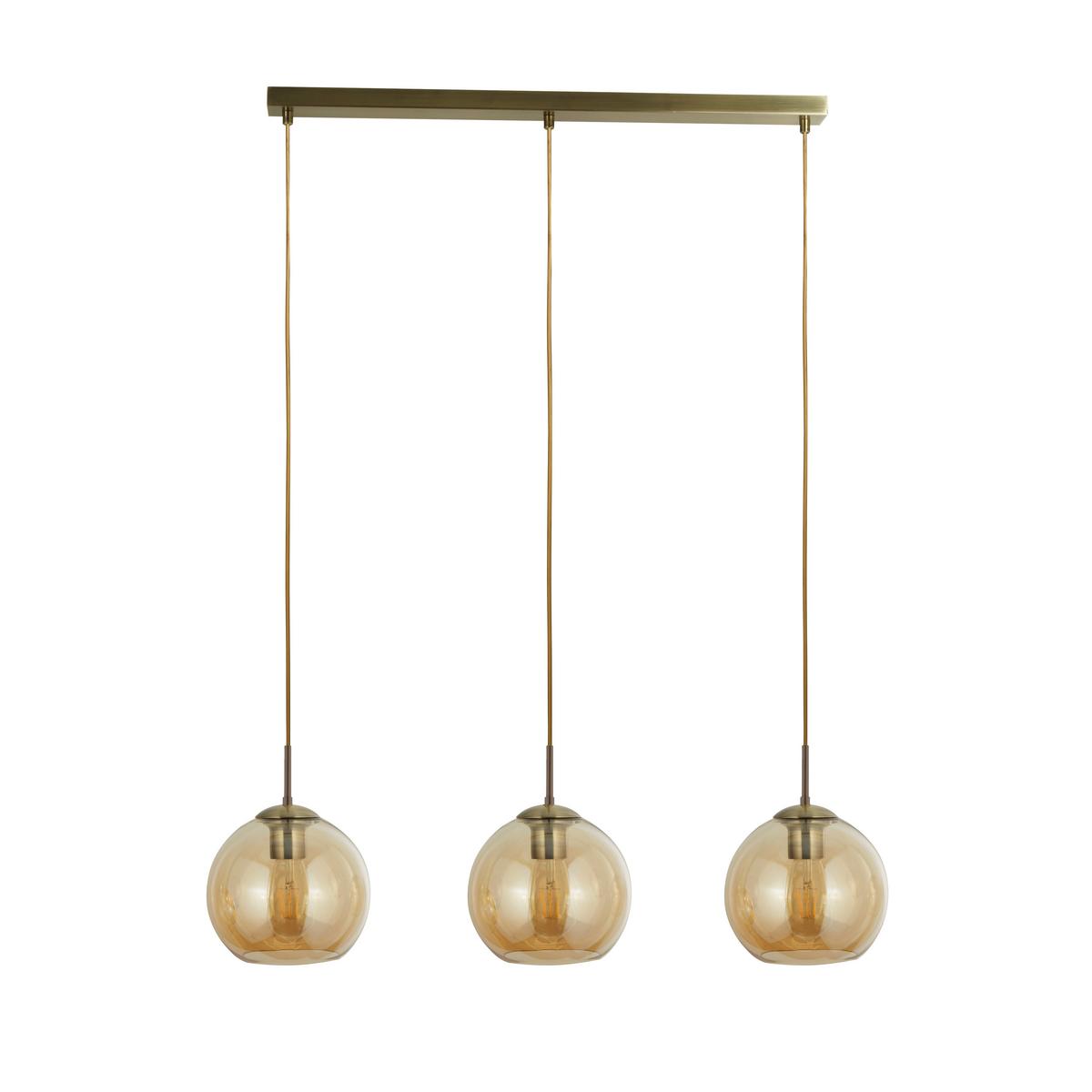 Hängeleuchte Balls H: 150 Cm 3-Flammig, Höhenverstellbar - Messingfarben/Bernsteinfarben, KONVENTIONELL, Glas/Metall (86/20/150cm)