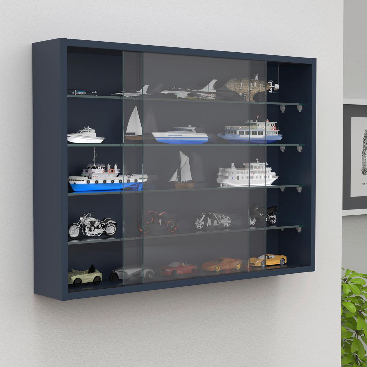 Hängevitrine Drivalo Anthrazit B: 75 Cm - Transparent/Anthrazit, Design, Glas/Holzwerkstoff (75/55/12cm) - MID.YOU