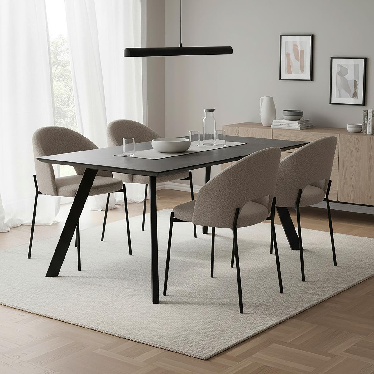 Jídelní stůl LITTA 180x90 cm - černá/tmavě šedá, Moderní, kov/dřevo (180/90/76cm) - P & B