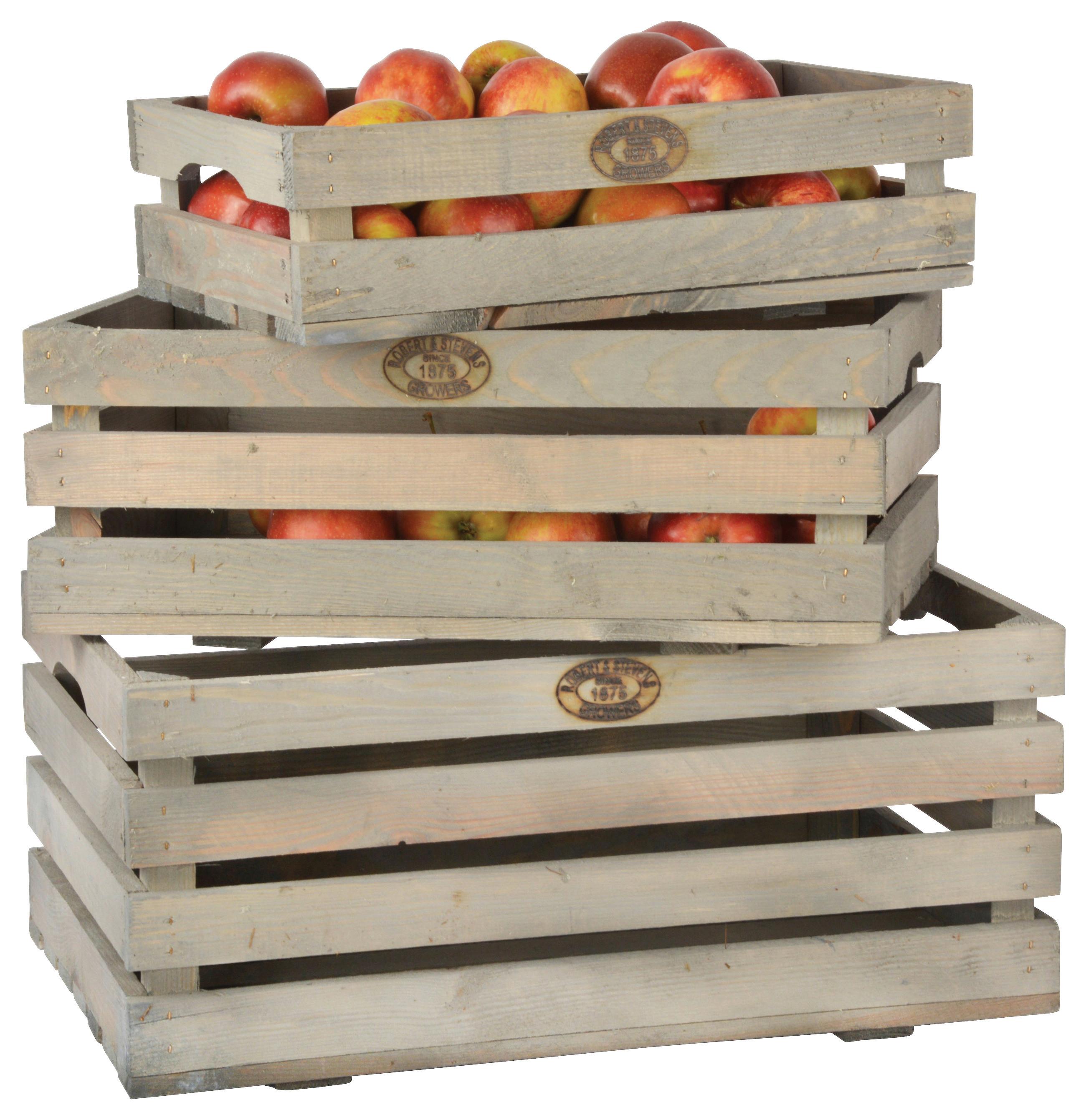 Kistenset Aufbewahrungskistenset - Graubraun, MODERN, Holz (59.4/39.3/26.3cm)