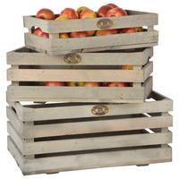 Kistenset Aufbewahrungskistenset - Graubraun, MODERN, Holz (59.4/39.3/26.3cm)