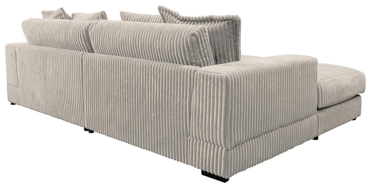Ecksofa Funny Links Mit Hocker Hellgrau, Schenkel: 195x285 Cm - Hellgrau/Schwarz, Basics, Textil (195/285cm) - Livetastic