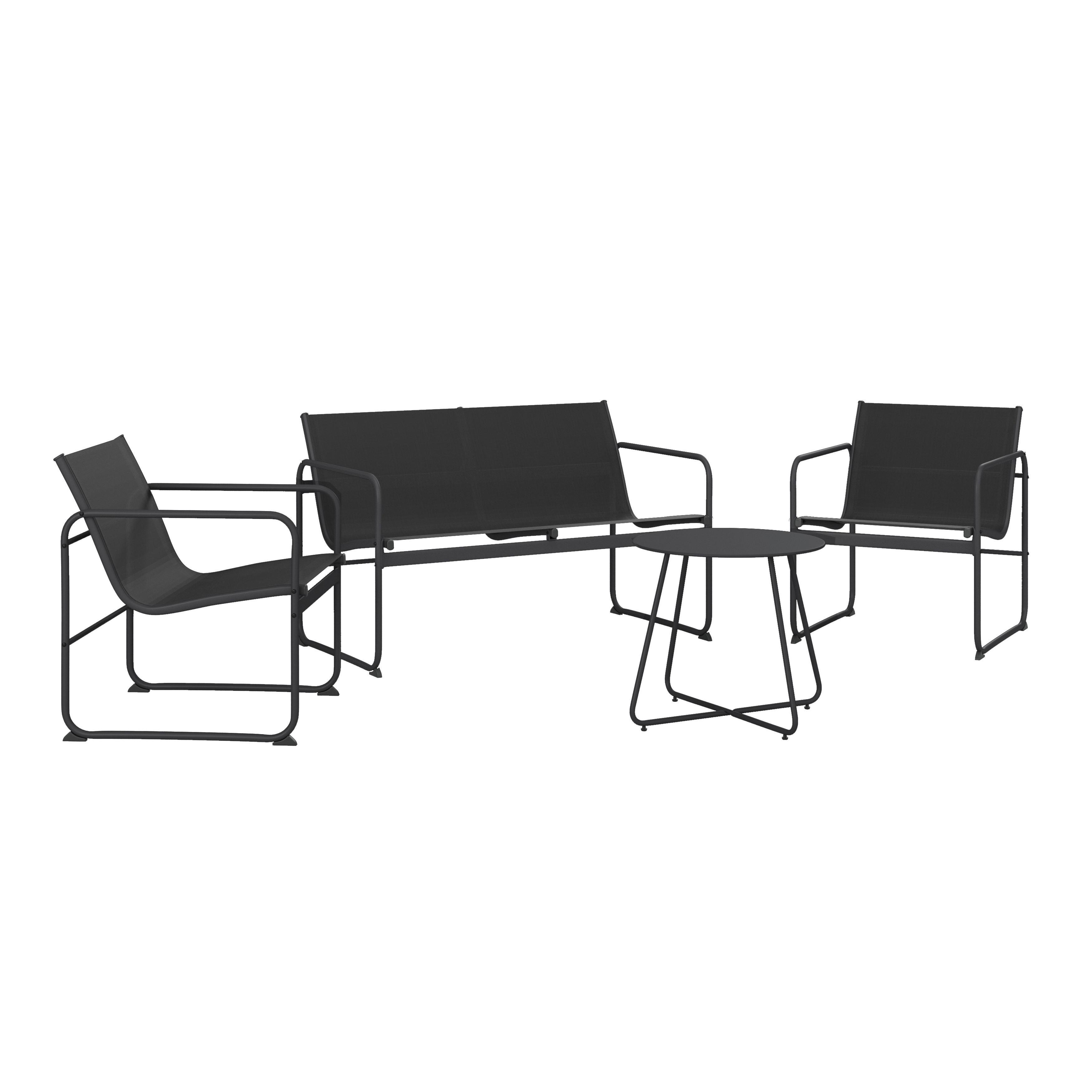 ZAHRADNÍ SADA KONI - černá/antracitová, Moderní, kov/textil - Mömax