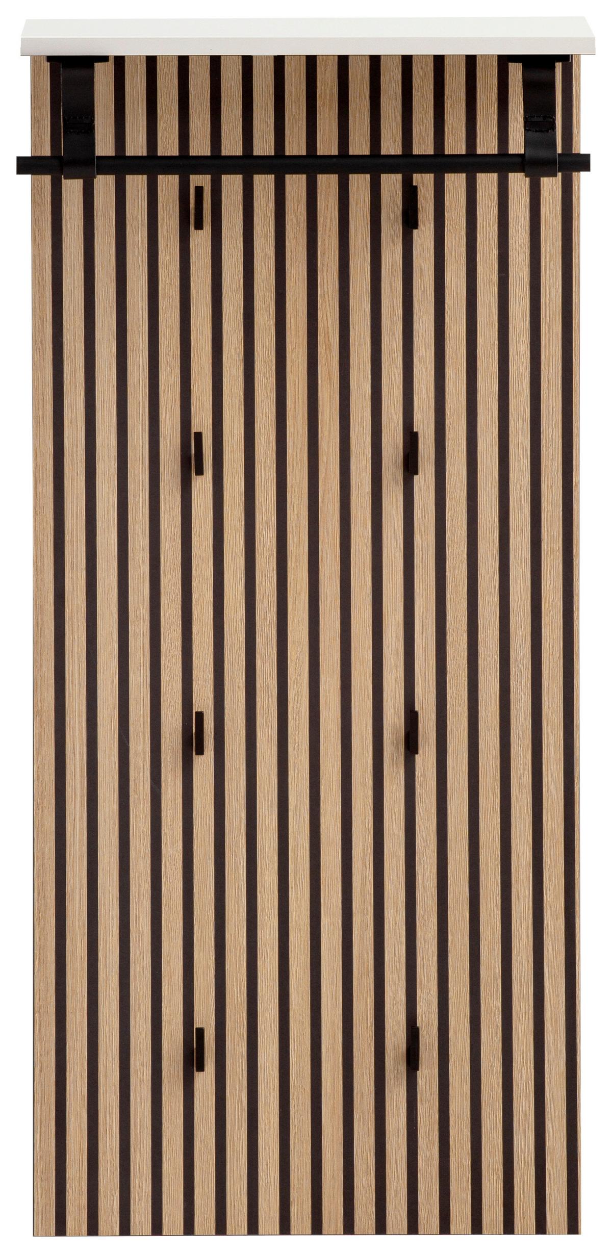 Garderobenpaneel Loft 500 Mattweiß/akustik - Eichefarben/Schwarz, Design, Holzwerkstoff (50/110,6/20,9cm) - MID.YOU