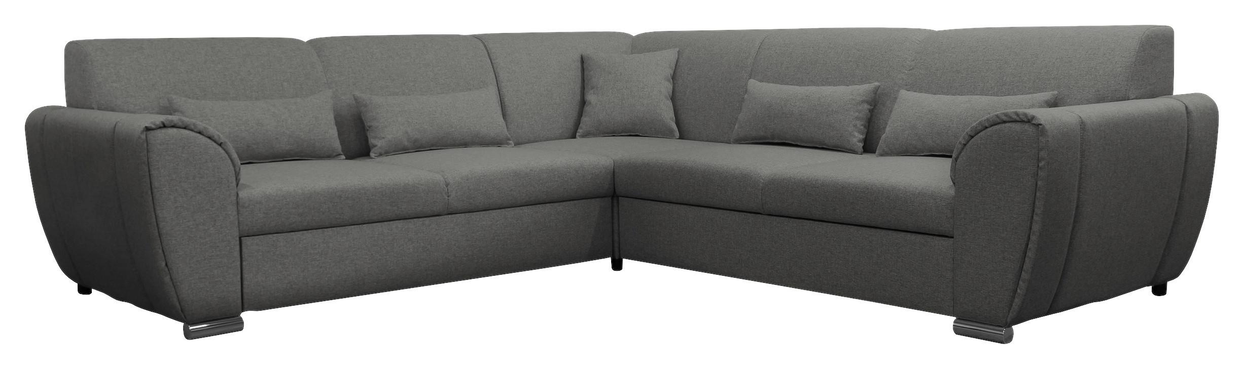 Ecksofa DELUX Grau mit Schlaffunktion Ottomane links - Silberfarben/Grau, Design, Textil (266/266cm) - Livetastic