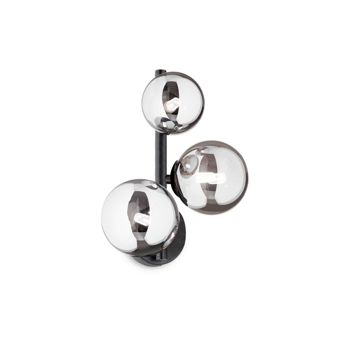 Wandleuchte Perlage Schwarz Rauchglas B: 16 cm - Design (24/16/32cm) - Ideal Lux