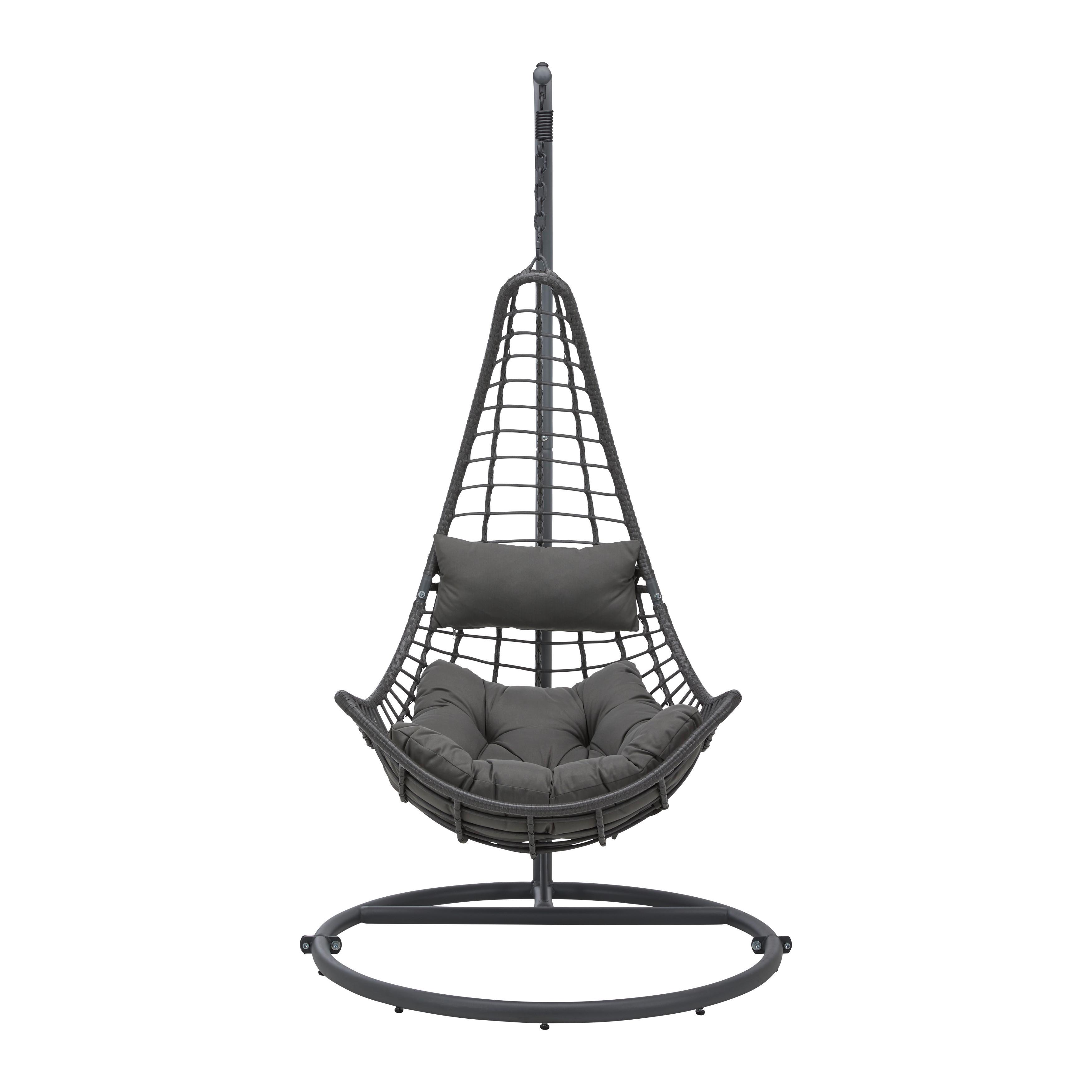 Závesné Kreslo Caitlin - tmavosivá, Moderný, kov/textil (110/105/198cm) - Bessagi Garden