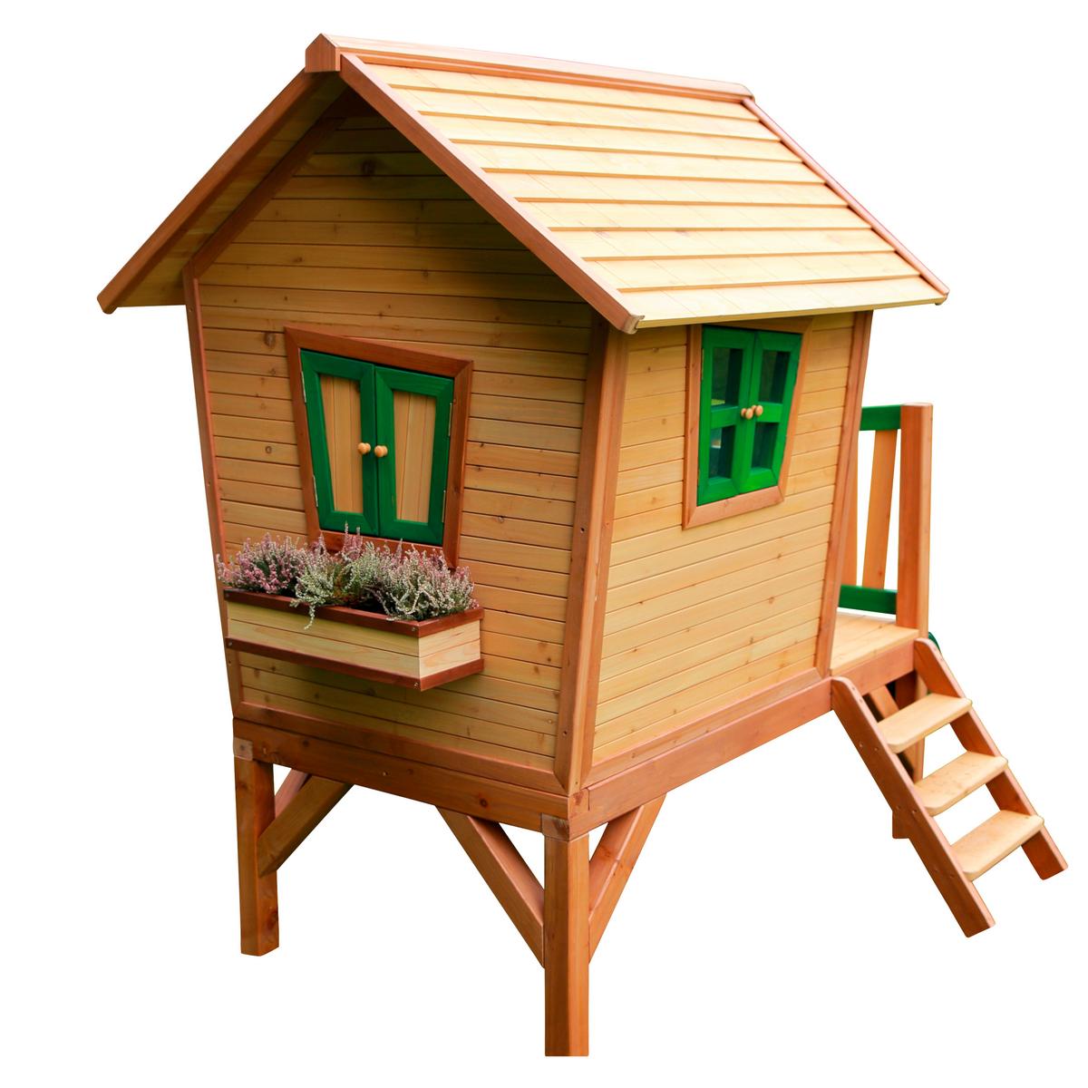 Spielhaus Natur, Rot L: 177 B: 264 H: 203 - Rot/Braun, LIFESTYLE, Holz/Kunststoff (177/264/203cm)