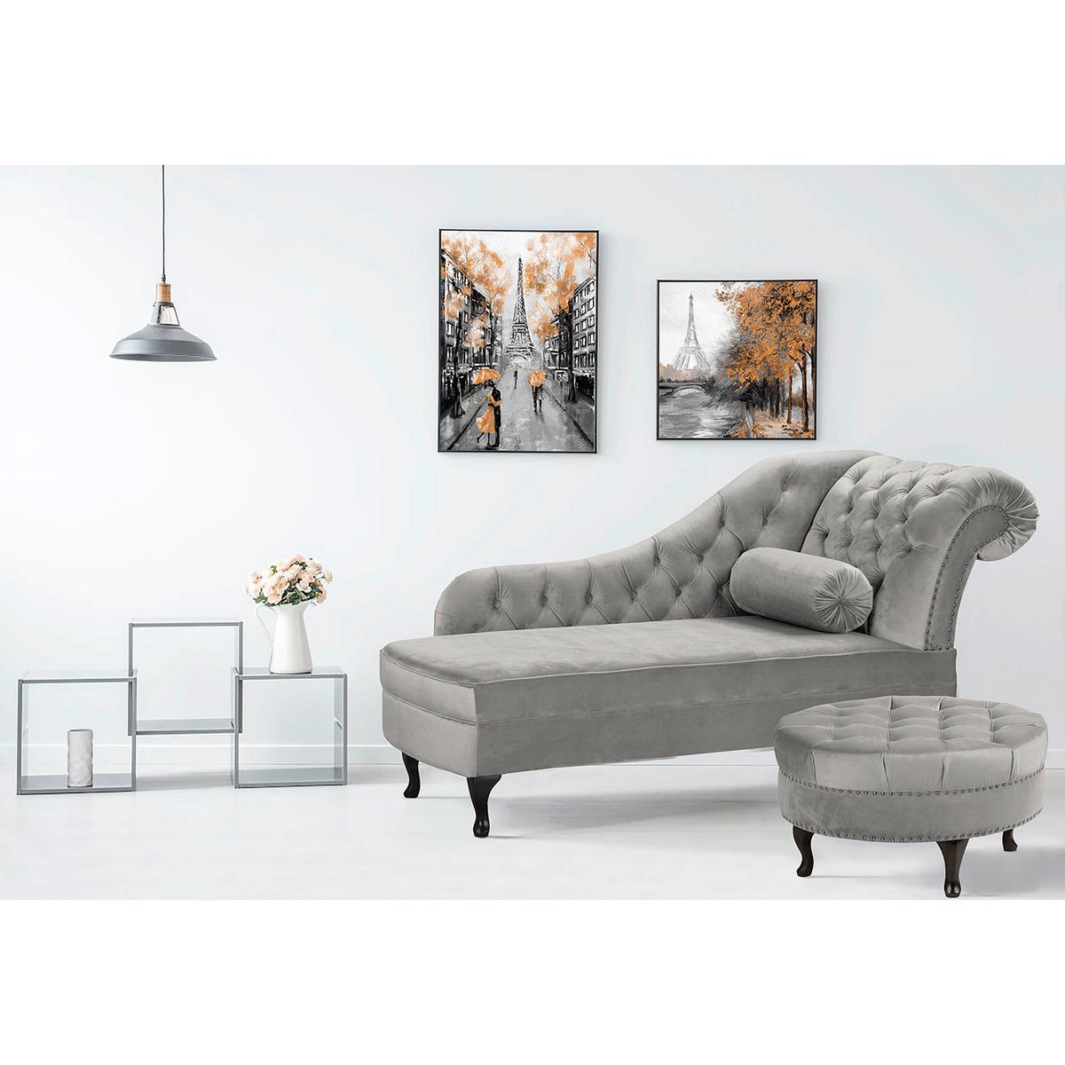 Récamiere Pako Grau B: 185cm - Braun/Grau, Design, Textil (185/93/75cm) - Livetastic