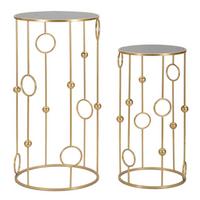 Couchtisch Cage Set 2Pcs Goldfarben B: 50 cm - Goldfarben, Basics, Glas/Holzwerkstoff (50/100/50cm)