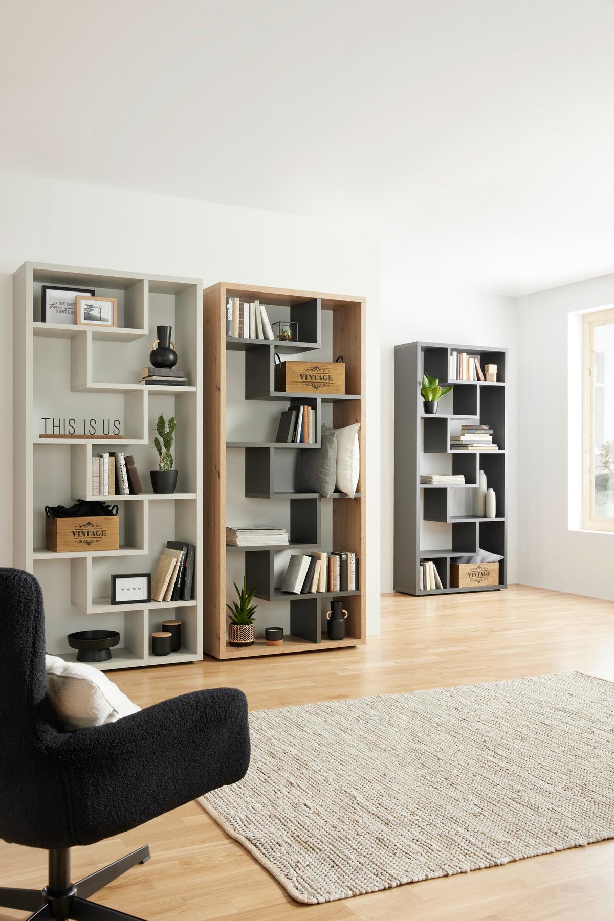 Vysoká deliaca stena Bounty, antracitová - čierna/antracitová, Modern, kompozitné drevo/plast (90/199/33cm) - Premium Living