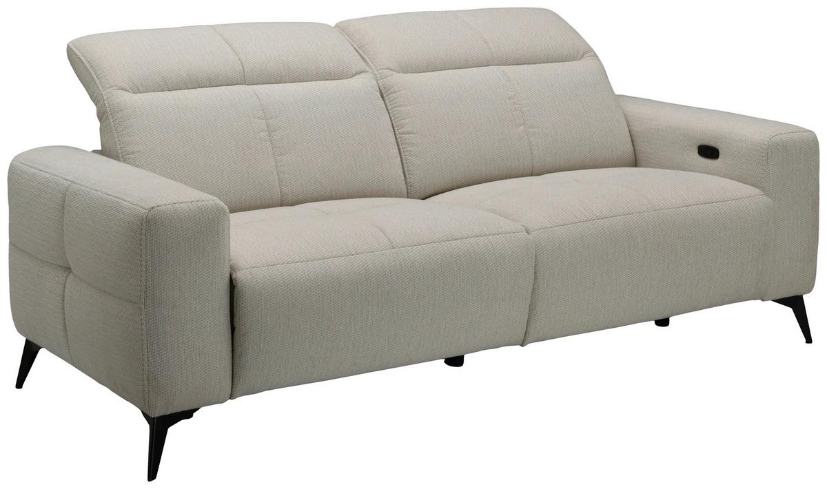 Sofa Chicago Chenille beige, B: 206cm - Beige/Schwarz, MODERN, Holz/Kunststoff (206/78/107cm)
