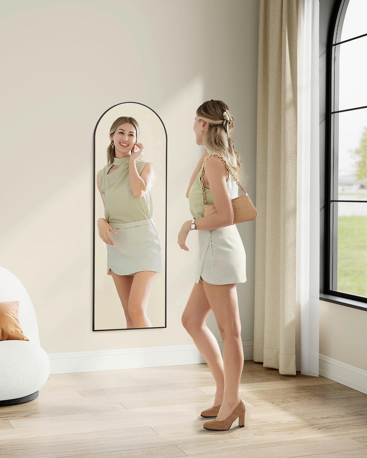 Wandspiegel Schwarz B: 40 cm - Schwarz, Basics, Glas/Metall (40/120/1,3cm)