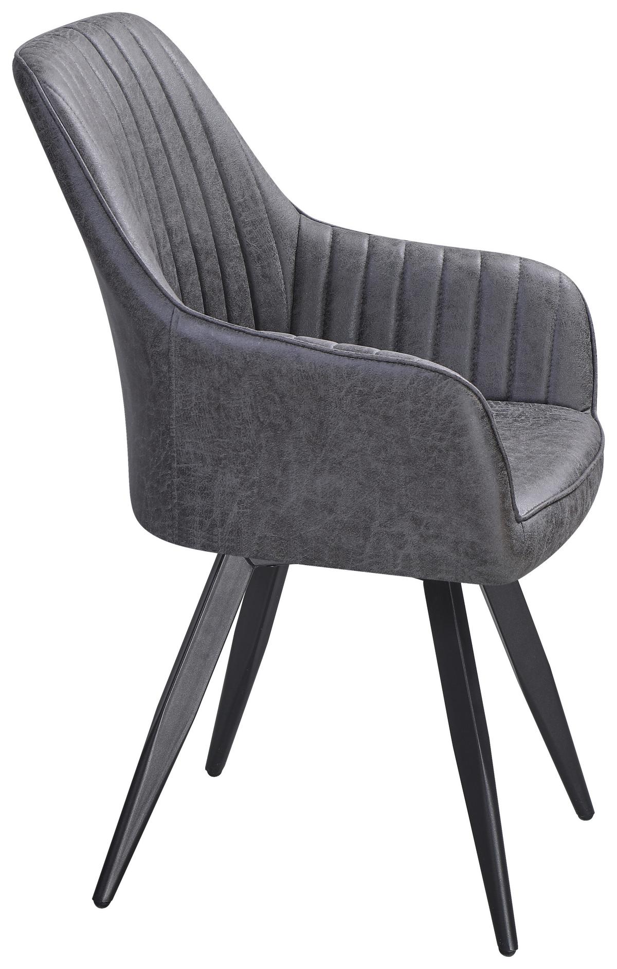 Stuhl Bella Webstoff Braun, 360° drehbar - Schwarz/Braun, KONVENTIONELL, Textil/Metall (63/90/61cm)