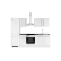Küchenblock Jazz 8 280 Weiß B: 280 cm - Weiß Hochglanz/Dunkelgrau, LIFESTYLE, Holzwerkstoff (280cm) - P & B