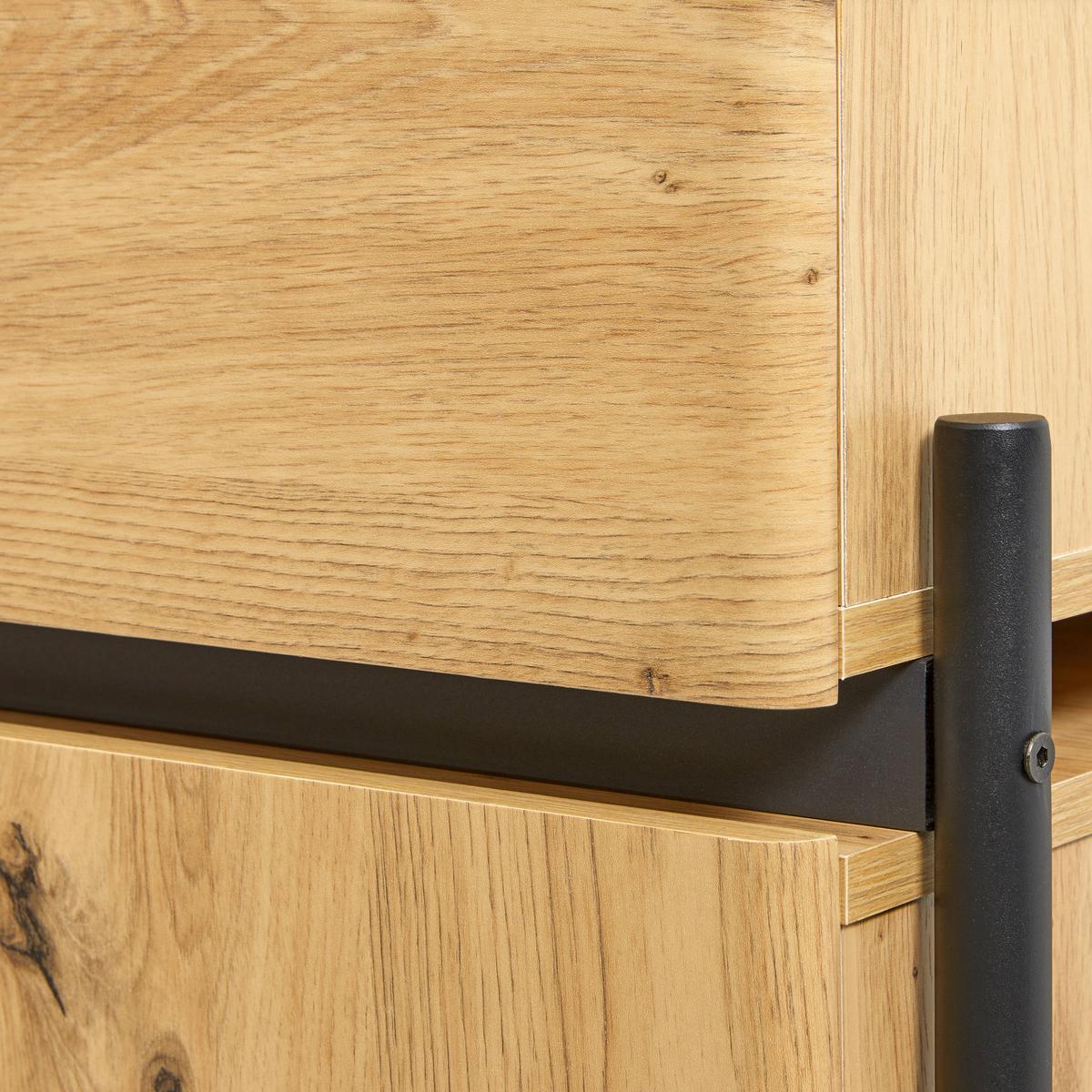 Široká komoda JASMINA barvy dubu - barvy dubu/černá, Moderní, kov/dřevo (175/90/41,5cm) - Bessagi Home