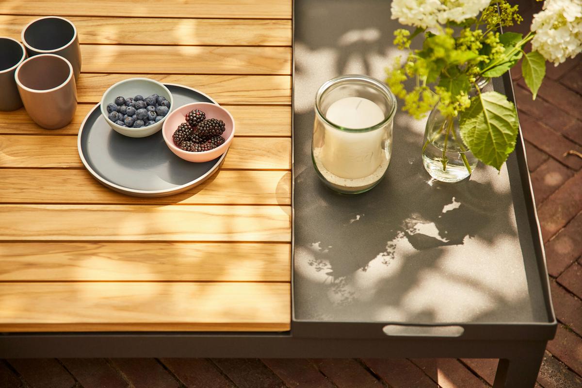 Loungetisch Aus Stahl und Echtholz - Anthrazit/Teakfarben, MODERN, Holz/Metall (102/70/27,5cm) - Siena Garden