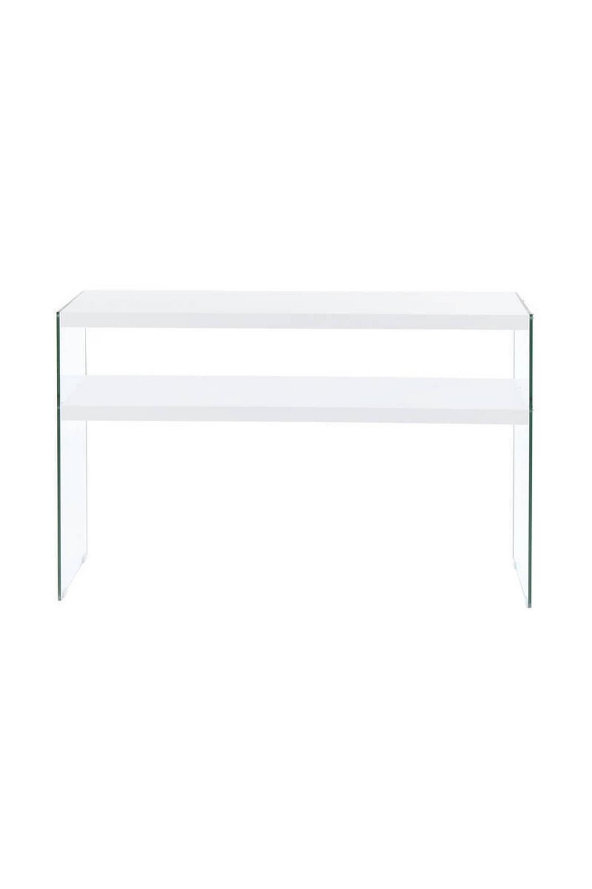 Beistelltisch mit Ablage Elementary Weiß - Klar/Weiß, Basics, Glas/Holzwerkstoff (32/110/75cm) - Kayoom