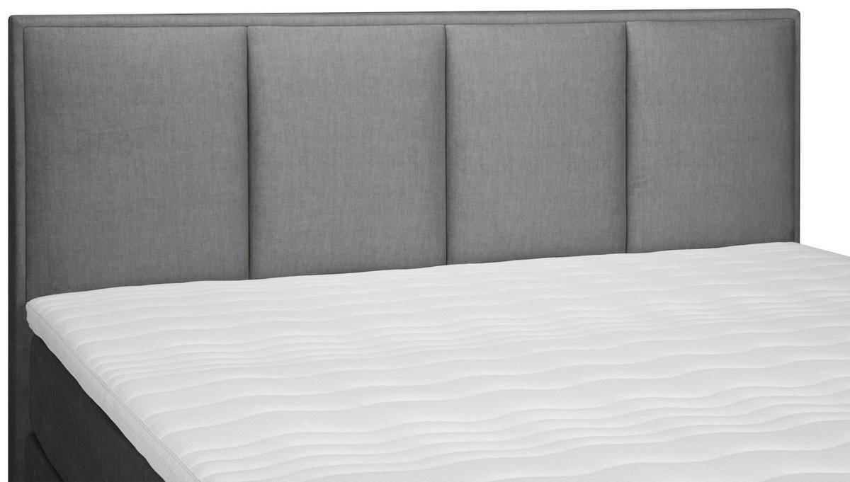 Boxspringbett mit Topper 180x200 cm Graz, Grau - Alufarben/Grau, MODERN, Textil (180/200cm) - MID.YOU