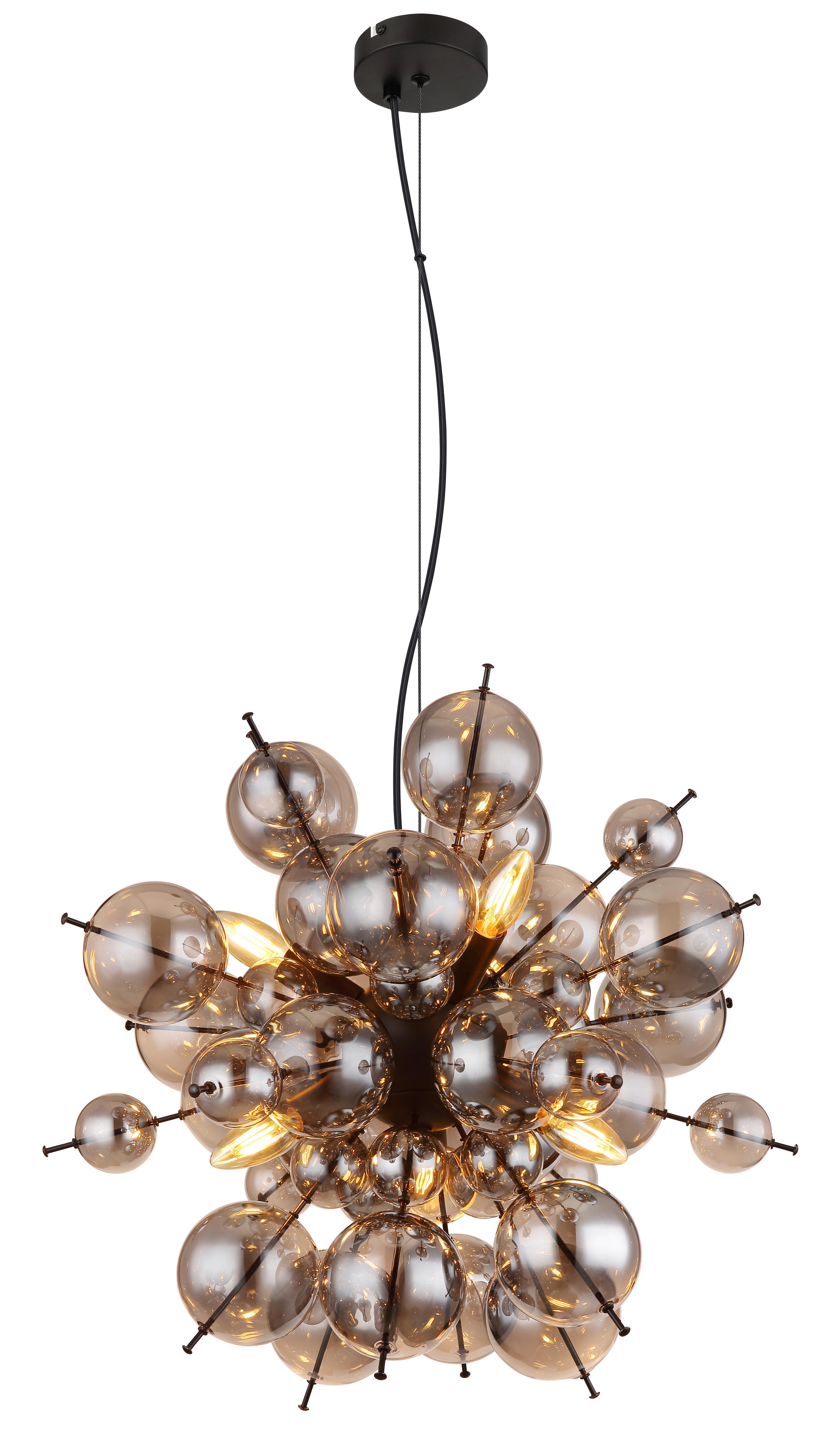 Hängeleuchte Alfredo - Schwarz, MODERN, Glas/Metall (55/120cm) - Novel