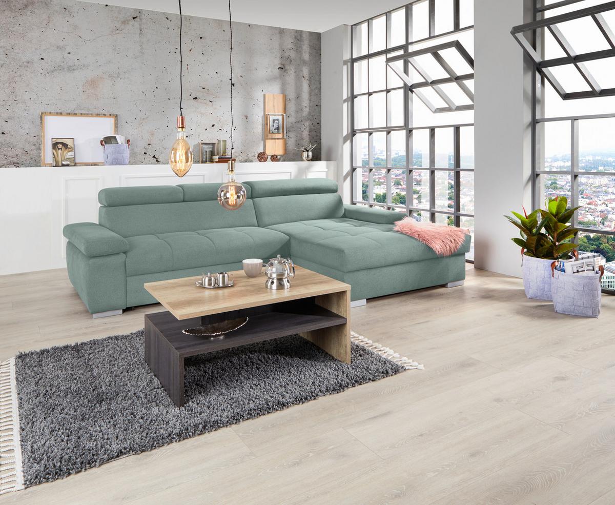 Ecksofa Mit Bettkasten Perry Grün 292x183 Cm - Silberfarben/Grün, Design, Textil (292/183cm) - Livetastic