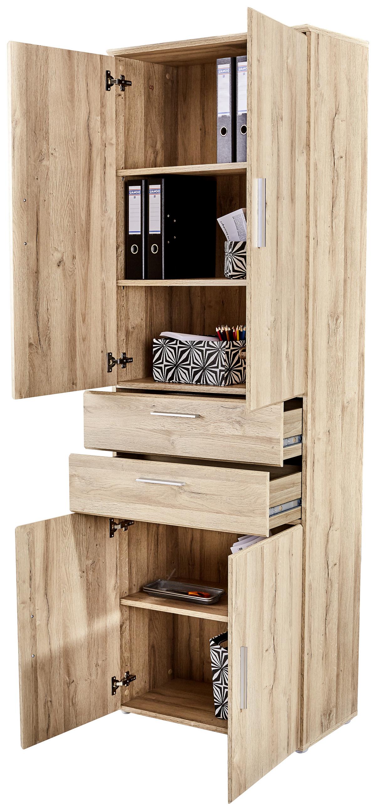 Aktenschrank Mindi Eiche Dekor B 80,5 cm - Eichefarben, MODERN, Holzwerkstoff/Kunststoff (80,5/219,9/34,1cm)