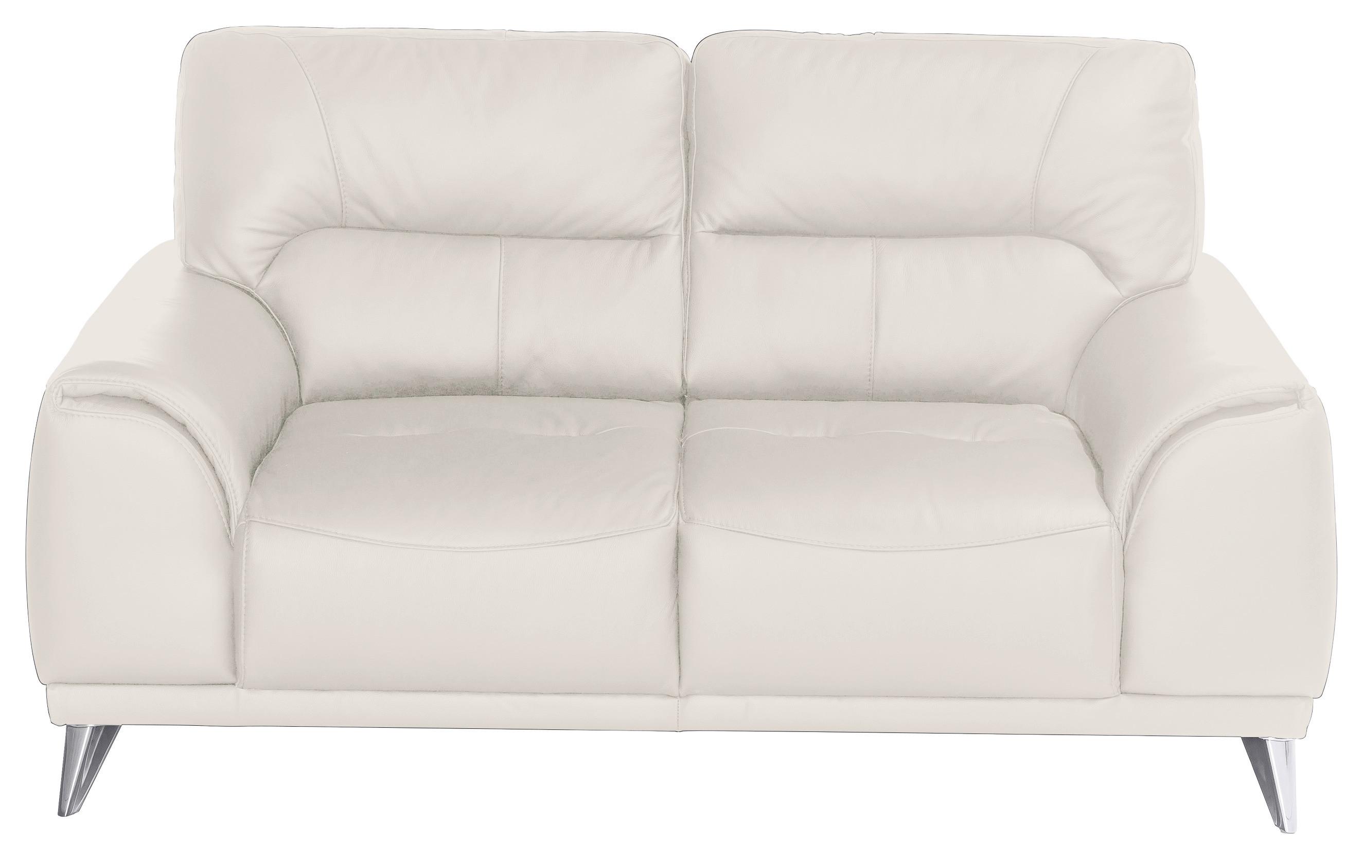 Zweisitzer-sofa Frisco, Lederlook - Chromfarben/Weiß, MODERN, Textil (166/92/96cm) - MID.YOU