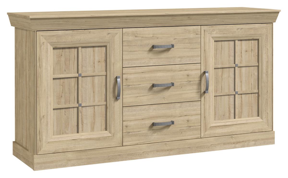 KOMODA CANNES - farba zinku/čierna, Romantik / Landhaus, kov/kompozitné drevo (174/90/47cm)