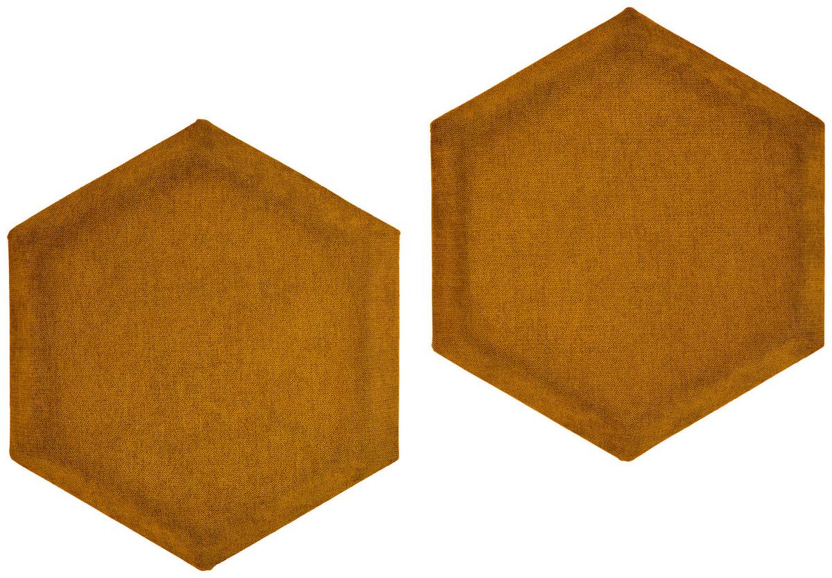 čalouněný panel 2ks, 36x32cm hexagon, medová - medová, Basics, textil (36/32/4cm) - MID.YOU