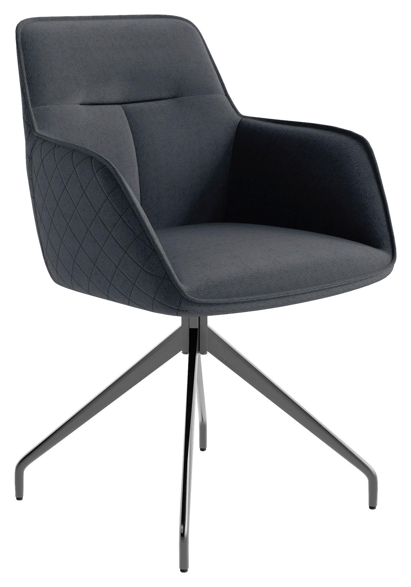 Armlehnstuhl-Set Memphis - Anthrazit/Schwarz, MODERN, Textil/Metall (62/96/60cm) - MID.YOU